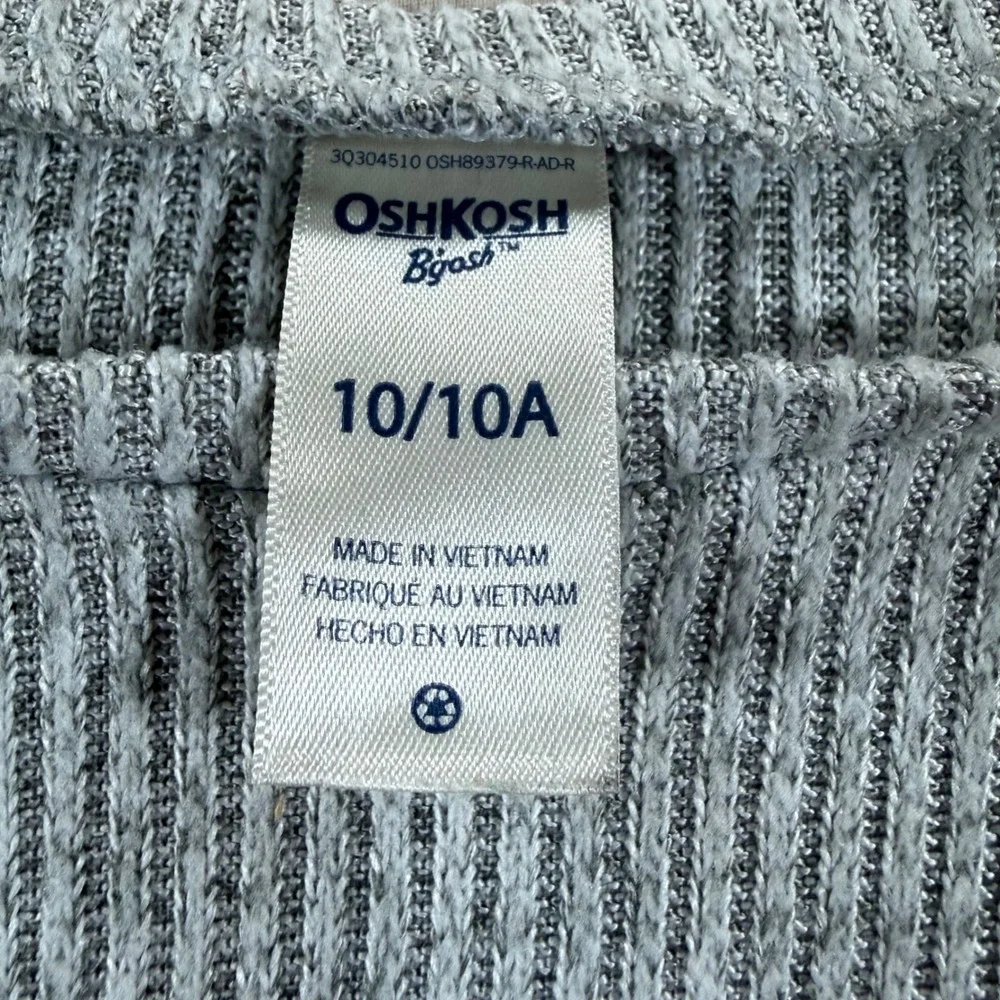 OshKosh Bgosh Girls Grey Ribbed Knit Navy Floral Long Sleeve Dress Size‎ 10 10A